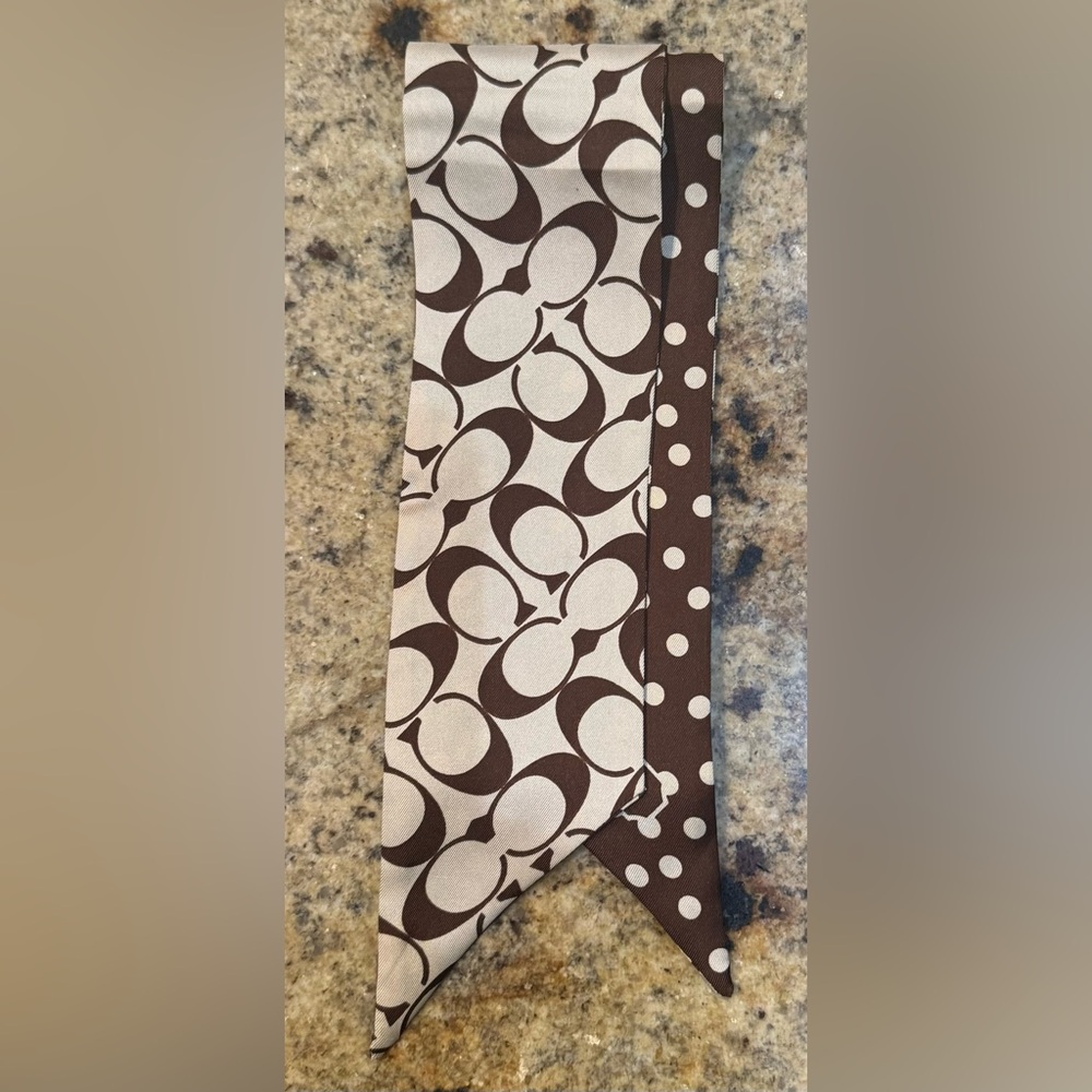 Coach Brown and Cream Polka Dot Bag/ Pony Tail Scarf - Picture 3 of 4